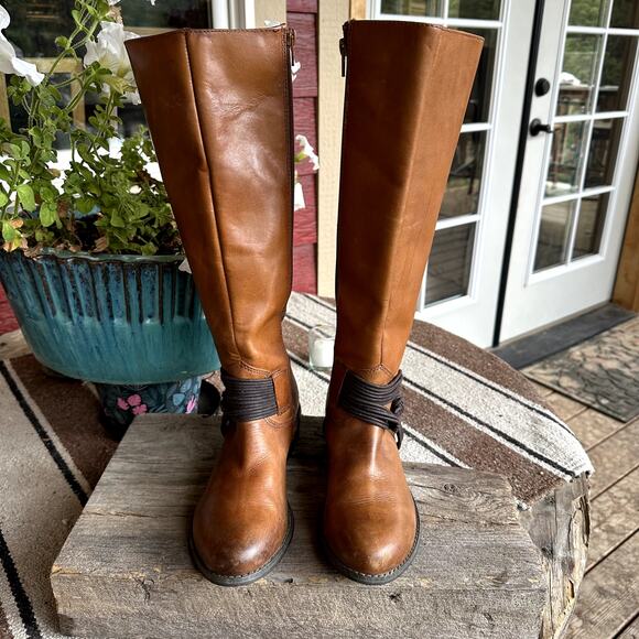 Santana Wellington Mustang Leather Mid Calf Boots Womens SZ 6 Harness Western - Picture 3 of 15